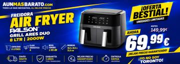 Freidora Air Fryer Palson GRILL ARES DUO 8 ltr 2000W