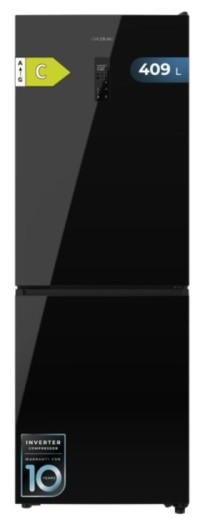 FRIG CECOTEC BOLERO COMBI 409 BLACK GLASS C 185 cm