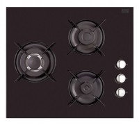 Encimera de Gas NEW POL NW3GG, 3 Fuegos, 60 cm, Gas Natural, Inyectores Butano, Negro